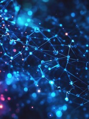 Poster - Cryptocurrency blockchain network background. Bright glowing symbols. Futuristic big data information. Graphic concept for your design
