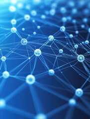 Poster - Abstract connected dots on bright blue background. Technology concept