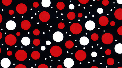 Poster - Red White and Tiny White Dots Pattern on Dark Background Texture Fun Playful Retro Mod Style 1960s