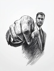 Poster - Hand drawing image of businessman. Business challenge