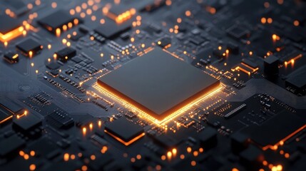 Poster - Circuit board processor background, future technology concept background material