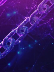 Poster - Blockchain technology futuristic hud ultraviolet background with blockchain polygon peer to peer network. Global cryptocurrency block chain business banner concept on violet background.