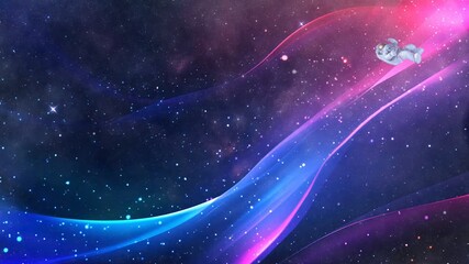 Poster - abstract galaxy space on neon color style looping animation background