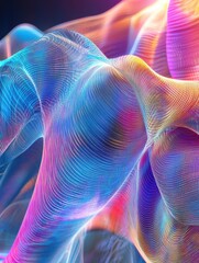 Poster - Flowing data waves represented by bright, dynamic lines in an abstract pattern