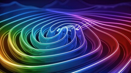 Aufkleber - Dynamic flow of colorful light waves abstract studio digital art vibrant environment close-up view creative concept