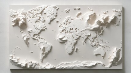 Poster - 3d white world map illustration.