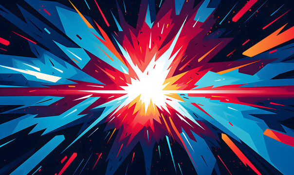 Vintage comic pop art sunburst banner background with halftone design