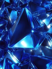 Poster - Creative glowing blue polygonal wallpaper. Science and technology concept. 3D Rendering.