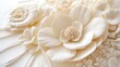 © Ngaji - Delicate Cream Floral Arrangement Sculpted In Relief