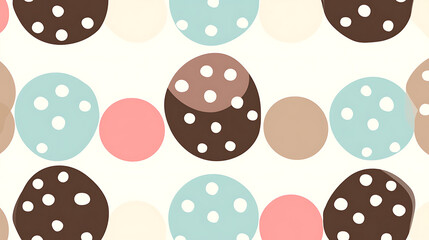 Wall Mural - Retro Circles Seamless Pattern Background with Polka Dots Decorative Design for Textiles and Wallpaper