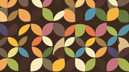 Poster - Retro Seamless Pattern Design Featuring Quarter Circles in Earth Tone Color Palette Background