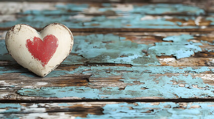 Aufkleber - A decorative heart on rustic, weathered wood surface