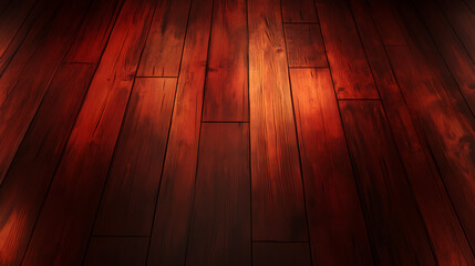 Poster - Rich Mahogany Wooden Floorboards Illuminated by Soft Light Creating Warmth and Texture Perspective