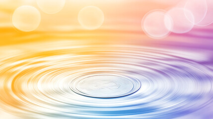 Poster - Serene Ripple Effect Causing Golden and Violet Hues in Water Surface Creating Magical Scene