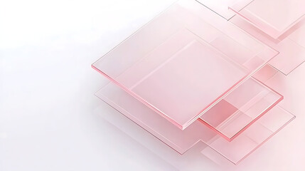 Poster - soft pink abstract squares overlapping on a white backdrop creating a gentle optical illusion