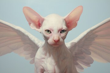 Wall Mural - Close up on pale Sphinx cat animal mammal pet.