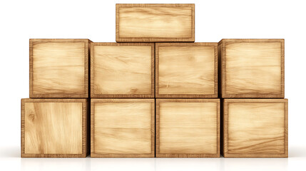 Poster - Stacked Wooden Boxes Simple Arrangement Close Up Shot of Rustic Wood Textured Storage Crates