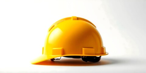 Yellow safety helmet isolated on white background, hard hat