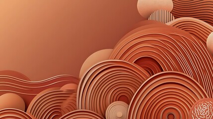 Abstract Brown Circular Layered Design Composition