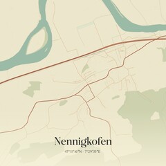  Vintage map of Nennigkofen, Switzerland.