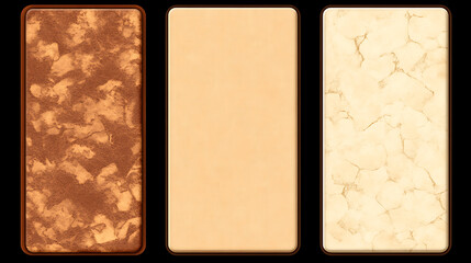 Poster - Stone Surface Artistry Featuring Textured Brown and Beige Tiles in Harmonious Arrangement Against Black Backdrop