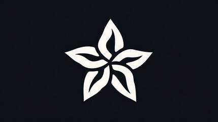 Poster - Stylized Five Point Floral Star Emblem Design Against Plain Dark Background Aesthetically Pleasing