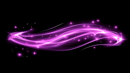 Poster - Swirling Light Stream with Sparkling Particles on Black Background Magic Effect Design Element
