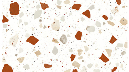 Poster - Terrazzo Composition of Aggregate Fragments Set Against White Background Surface Texture Pattern