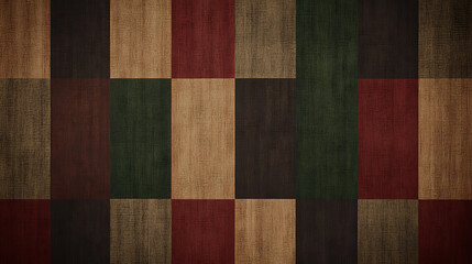 Poster - Textured Quilt Pattern in Earth Tones Artistic Design Woodgrain Background Unique Graphic Element