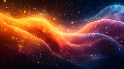 Poster - Abstract flowing energy waves with sparkling particle effect background