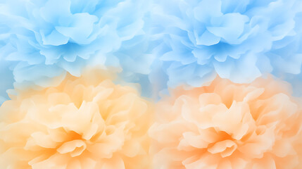 Wall Mural - Tranquil Blossoms of Light Blue and Soft Orange Floral Abstraction in Gentle Harmony