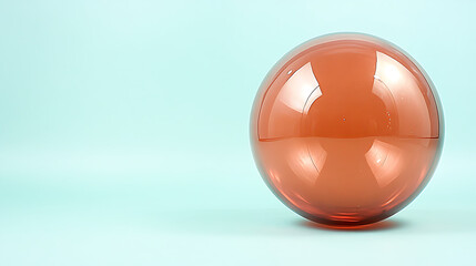 Poster - Translucent Orb in Warm Brown Tones on a Clean Light Blue Surface Minimalist Sphere Art 90