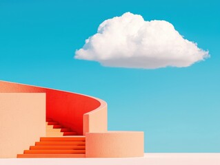Poster - Staircase leading up to a cloudy sky modern architecture minimalist design outdoor wide angle view