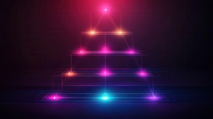 Poster - Vibrant Digital Hierarchy Diagram, sleek design, glowing lines, structured levels, modern aesthetic, dynamic visualization, engaging layout