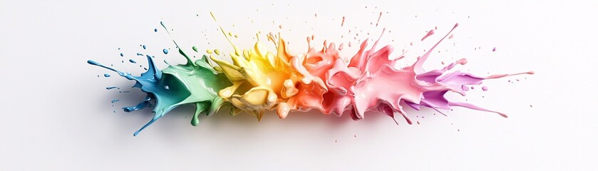 Poster - fluid rainbow explosion, vibrant color bursts in slow motion, highly detailed paint splatter, macro 