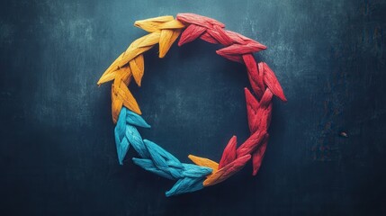 Poster - Woven Circle of Arrows, representing the seamless and ongoing flow of business processes in a dynamic and interconnected environment