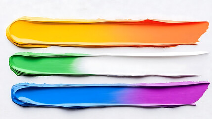Poster - Vibrant Brushstrokes Spectrum Palette of Colorful Paint Texture Graphic Design on White Backdrop