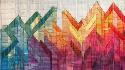 Poster - Woven Financial Growth Graph with Textured Arrows Indicating Success