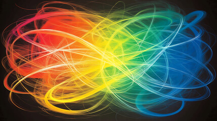 Poster - Vibrant Rainbow Abstract Swirls of Light Energy Unleashed in Colorful Design and Flowing Patterns