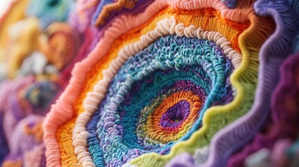 Poster - Vibrant yarn pie chart showcasing intricate details, a colorful representation of data, blending creativity with analytical insight.