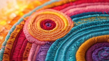 Poster - Vibrant yarn pie chart showcasing intricate details and rich colors, representing data in a creative and engaging manner