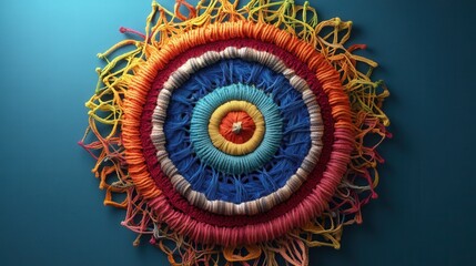Poster - Vibrant Yarn Pie Chart, intricate patterns and colors, visually representing data in a creative and engaging format, unique design elements