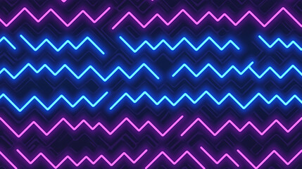 Poster - Vibrant Zigzag Pattern Neon Lights Abstract Background with Geometric Lines Design Modern Style