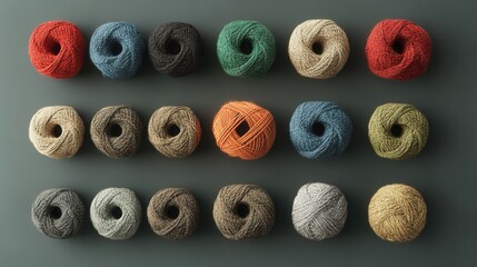 Poster - Textured business icon set, interwoven yarn threads, vibrant colors, unique designs, creative branding, modern aesthetic, versatile applications