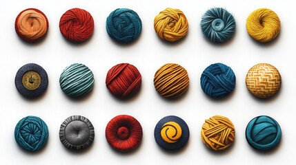 Poster - Yarn Threads Business Icons, a unique collection of textured icons created from interwoven yarn, perfect for creative branding and design.