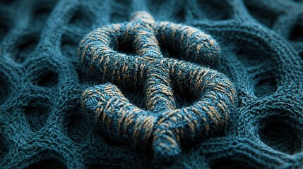 Poster - Intricate Yarn Dollar Sign Design, showcasing elaborate woven patterns in vibrant colors, symbolizing creativity and value in textile art