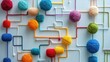 © Suesong - Colorful Yarn Flowchart, a vibrant conceptual representation with intricate woven threads illustrating complex ideas and connections