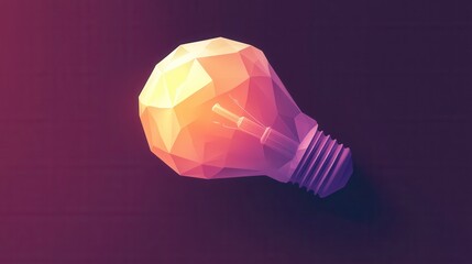 Poster - Polygonal Light Bulb of Innovation, a glowing symbol of creative business ideas, showcasing a vibrant gradient in a modern design