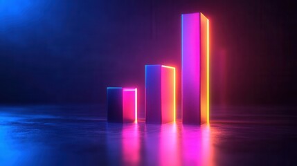 Poster - Neon Edge Bar Graph on Gradient Background, a vibrant and modern visualization showcasing data with a sleek design and dynamic colors