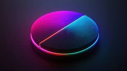 Poster - Sleek digital pie chart with glowing edges, soft gradient colors, modern design, visually appealing data representation